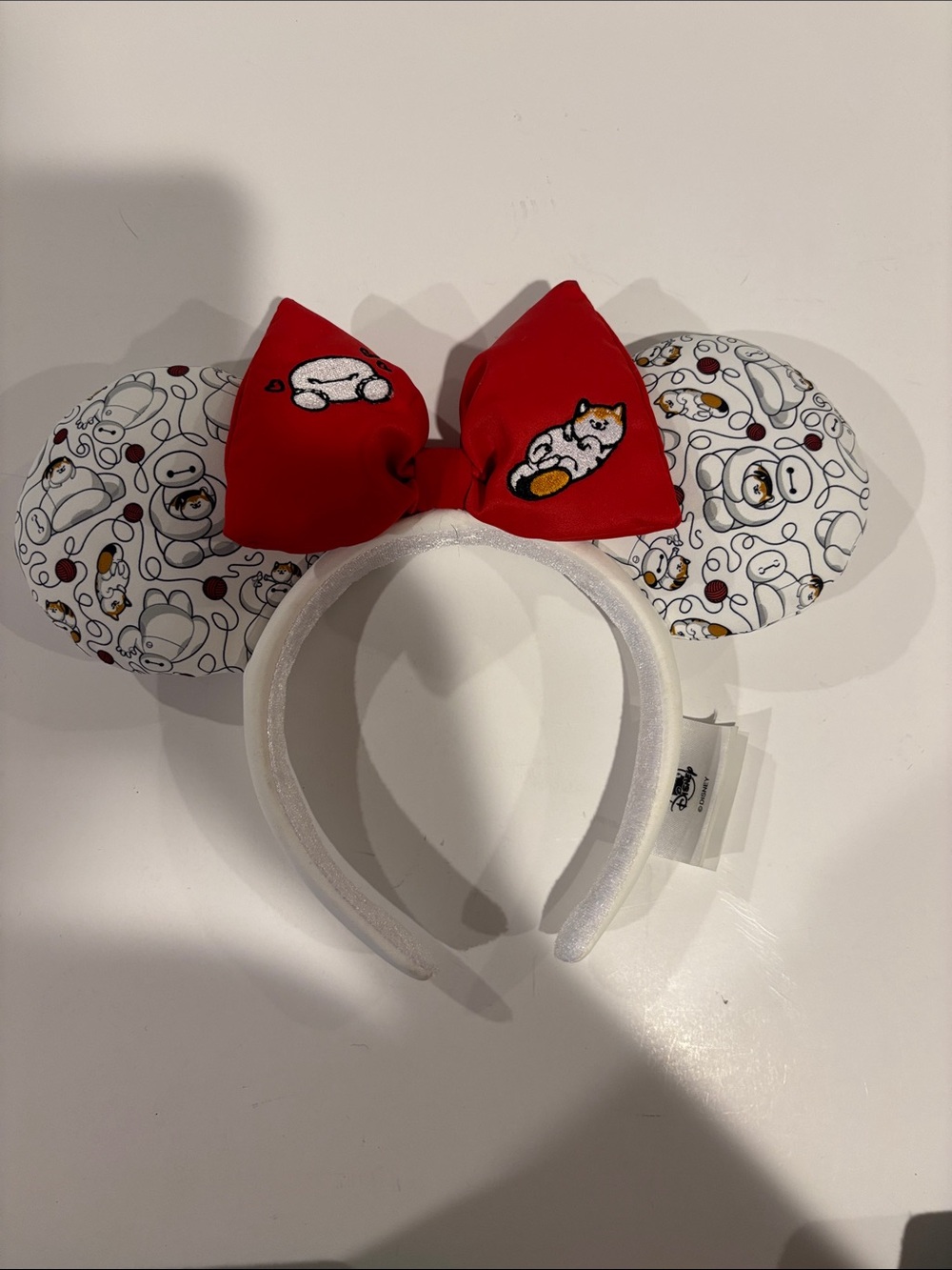 Disney Micky Ears BIG HERO Baymax ,worn once, white headband with red bow